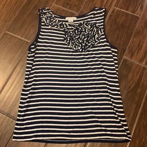 Liz Claiborne navy & white tank top with floral detail-XL